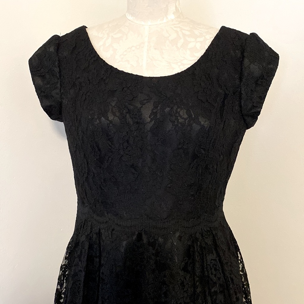 VTG INSPIRED Holiday dress tea- length sz16? BLACK LACE! Nice quality! - Picture 2 of 6